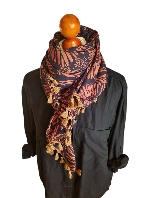 Dreieckstuch Damen Cecily, Schal Damen, schwarz, caramell