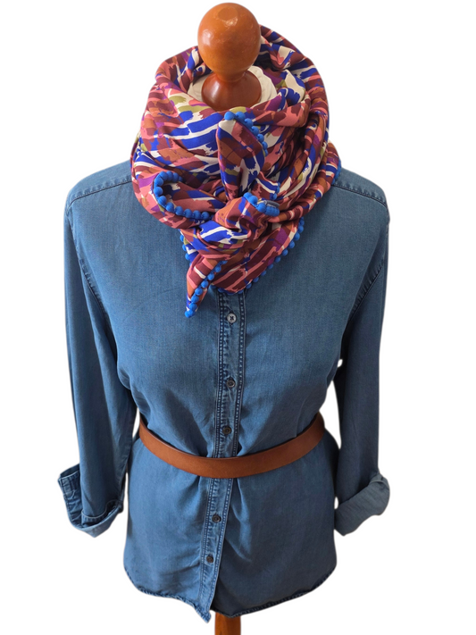 Dreieckstuch Damen Siria, Schal Damen, royalblau, grün, braun, offwhite, peach