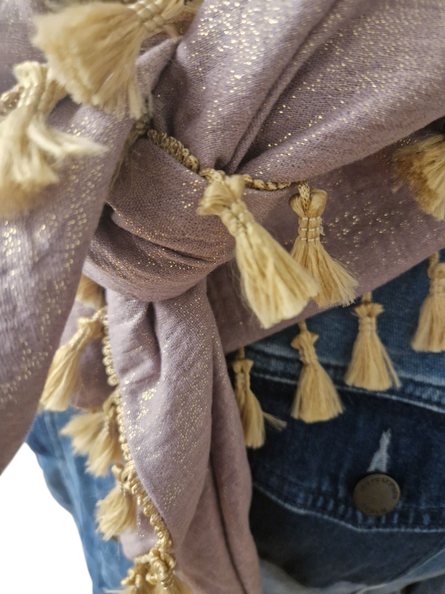 Dreieckstuch Damen Livie, Schal Damen, Musselinschal, mauve, glitzer