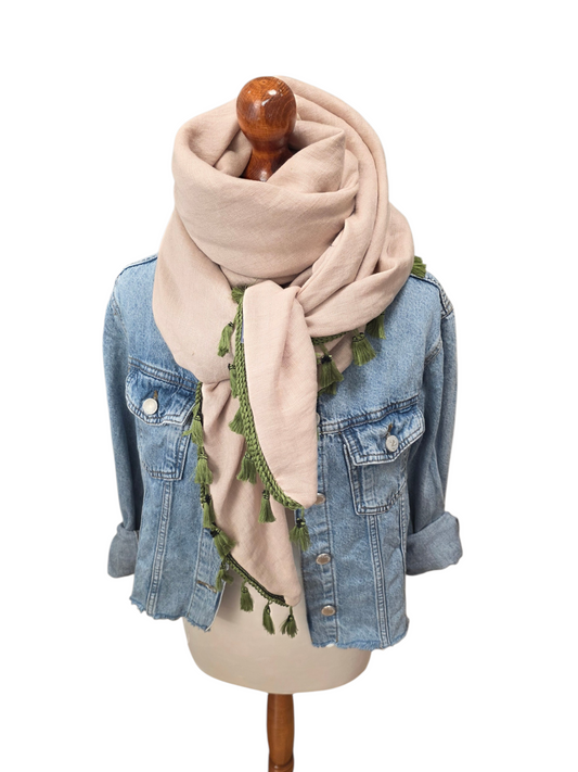 Dreieckstuch Damen Lilly, Schal Damen, Leinenschal, blass rosa