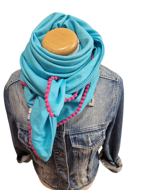 Dreieckstuch Damen, Schal Damen, Leinenschal, türkis