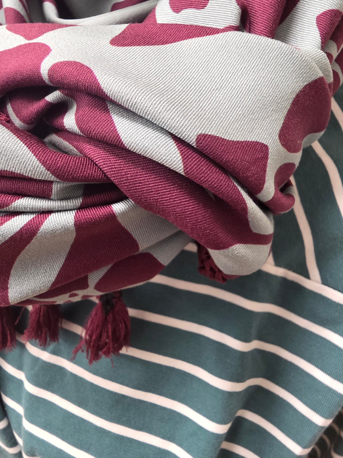 Dreieckstuch Damen Fiorella, Schal Damen, mint-salbei-burgundi