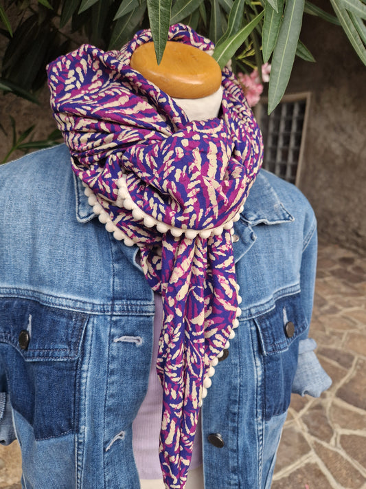 Dreieckstuch Damen Sienna, Schal Damen, Lila, Blau, Offwhite