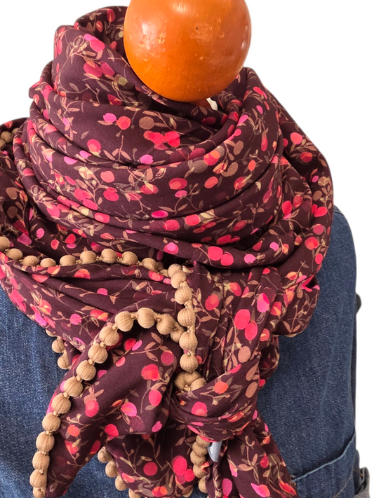 Dreieckstuch Damen Paula, Schal Damen, bordeaux, pink, braun