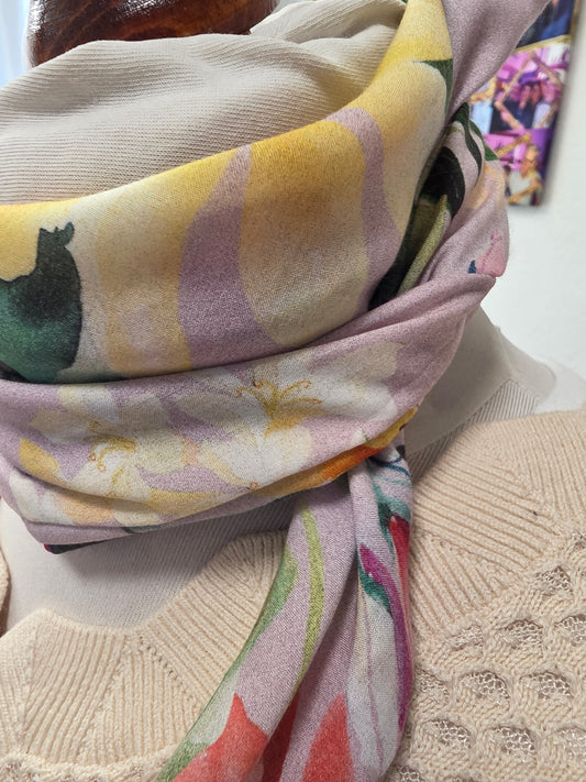 Dreieckstuch-Kleintuch Rosalia, rosa, vanille, türkis, grün