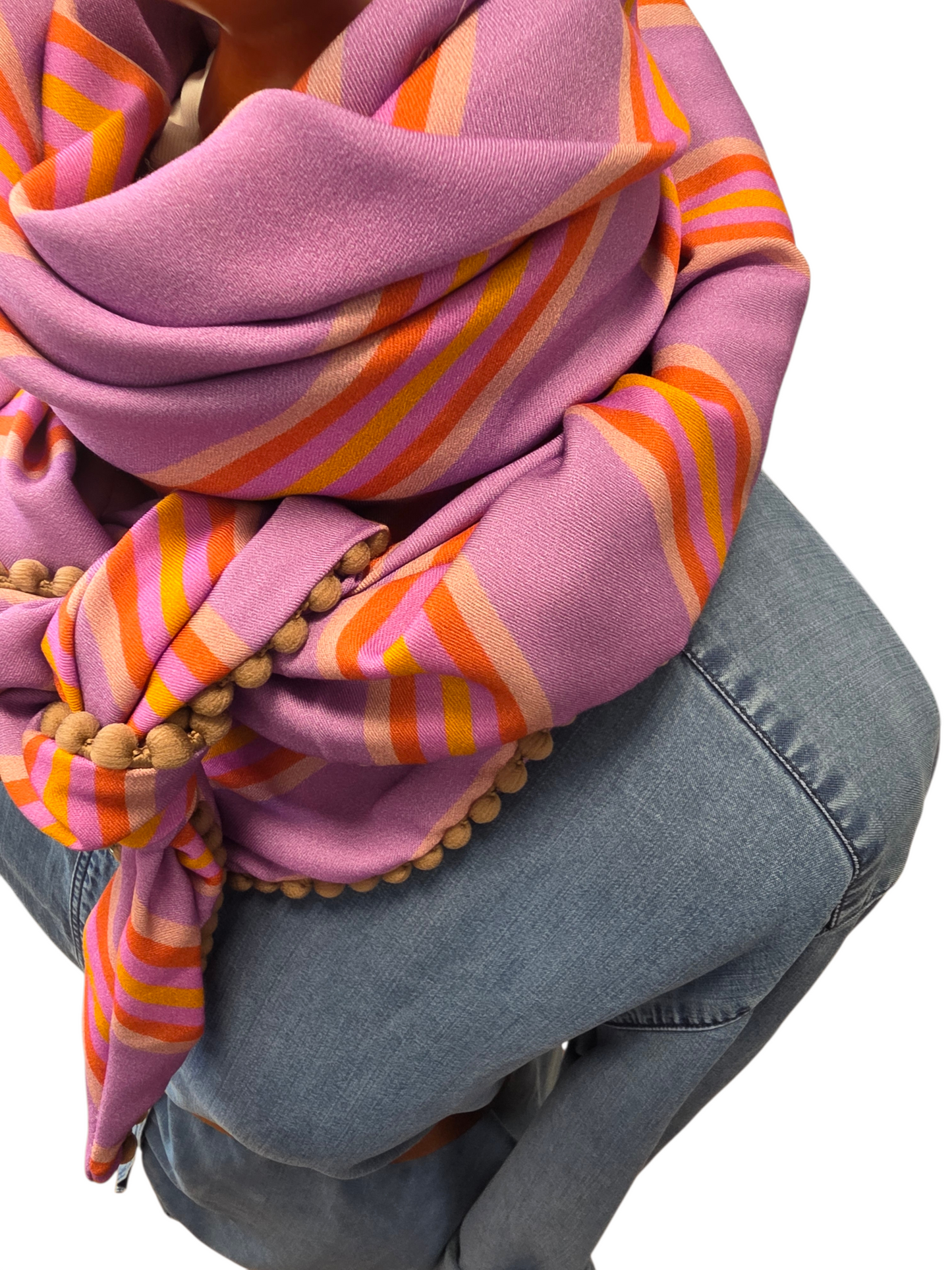 Dreieckstuch Damen Chloe', Schal Damen, Streifen, lila, orange, sand