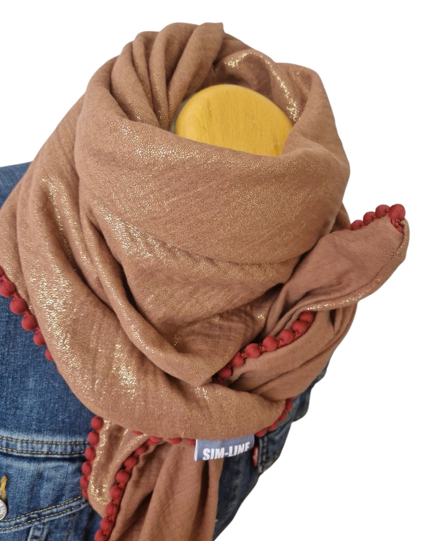 Dreieckstuch Damen Brigitte, Schal Damen, Musselinschal, Schokobraun, Glitzer