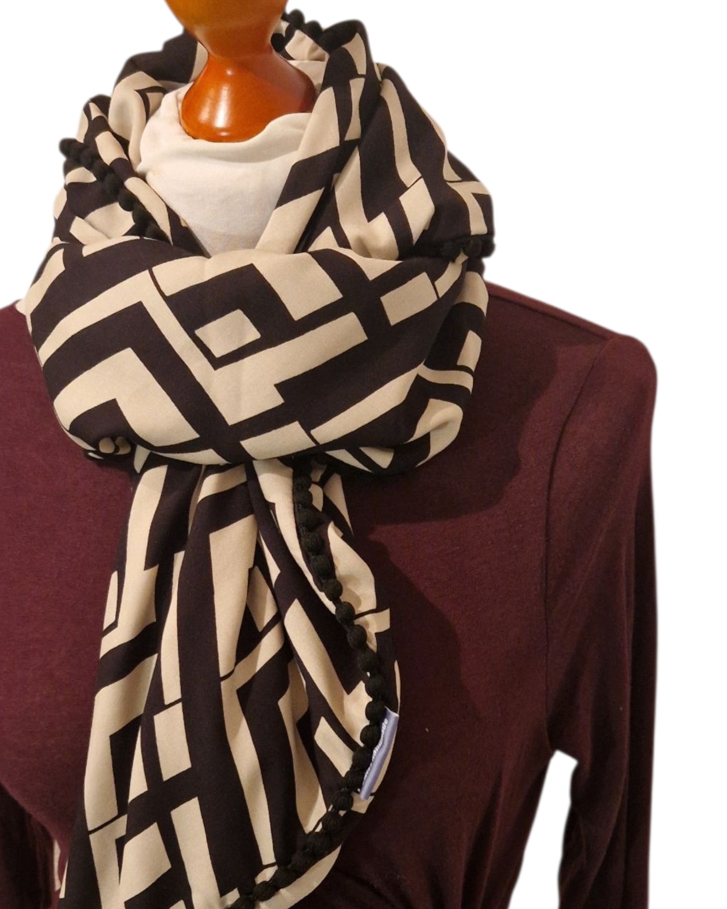 Dreieckstuch Damen Blake, Schal Damen, beige, schwarz