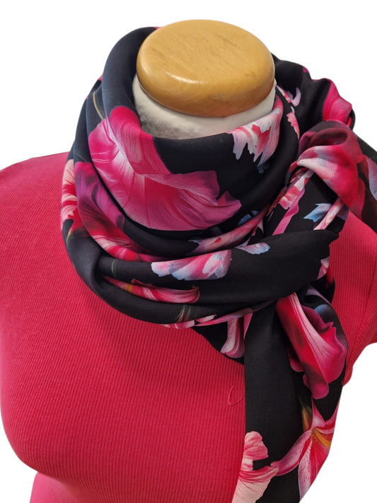 Dreieckstuch Damen Arisa, Schal Damen, Schwarz, pink, hellblau