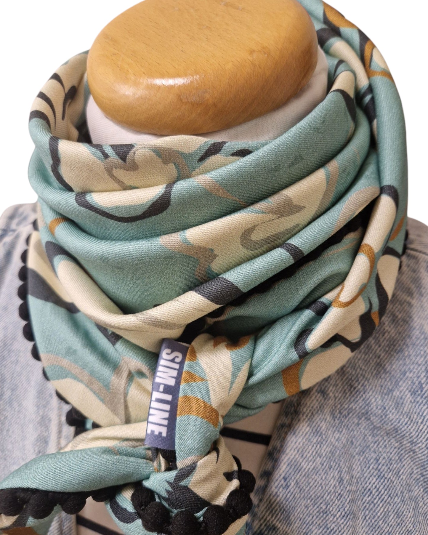 Dreieckstuch Damen, Schal Damen, Blumen, mint, offwhite, caramell