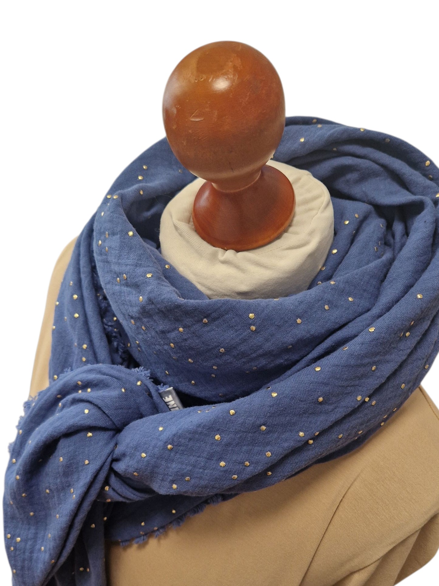Dreieckstuch Damen Coralie, Schal Damen, Musselinschal, jeansblau