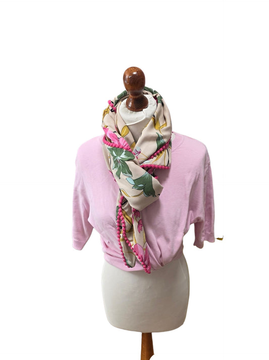 Dreieckstuch Damen Larissa, Schal Damen, beige, pink, grün, Blumen