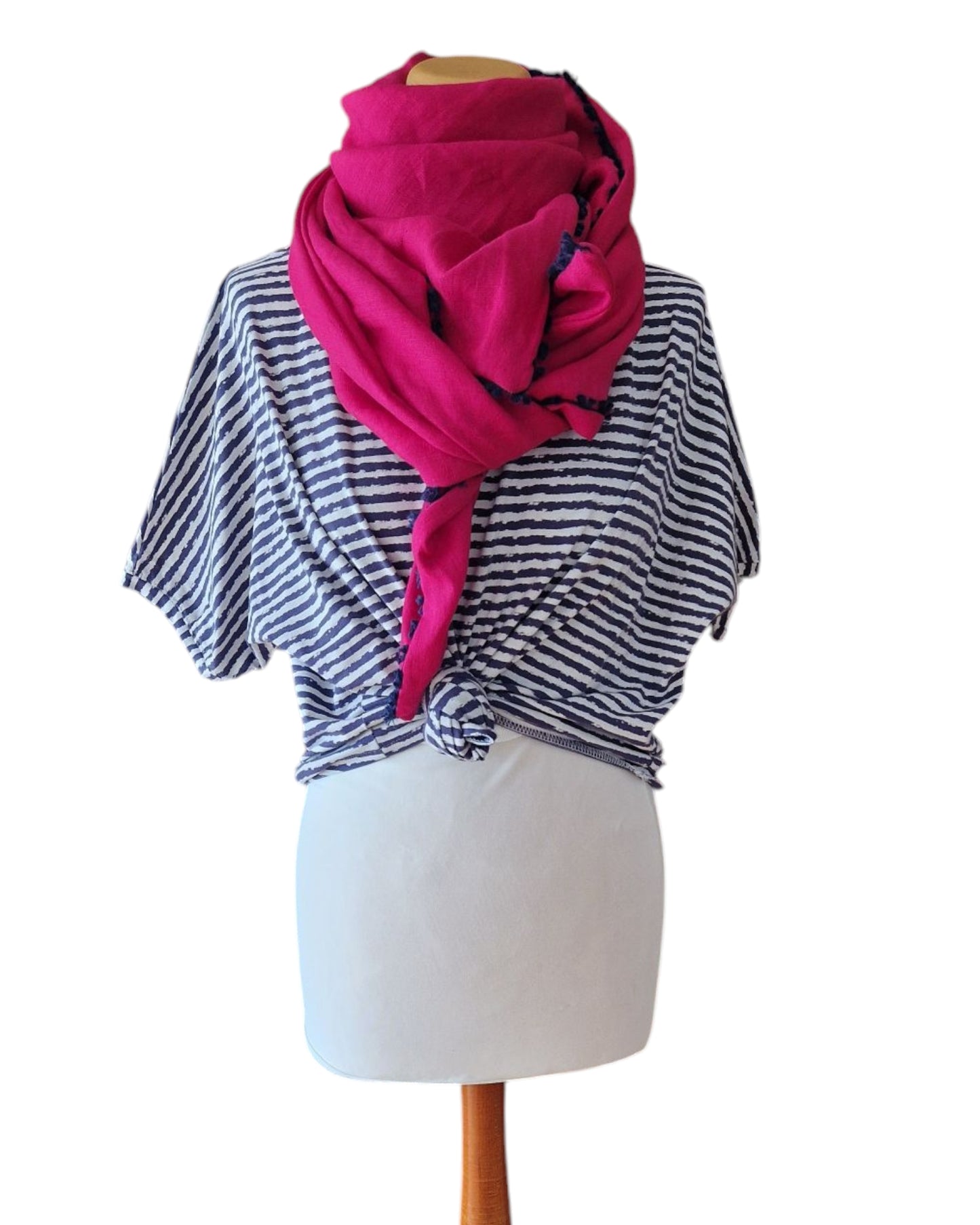 Dreieckstuch Damen Ida, Schal Damen, Leinenschal, pink