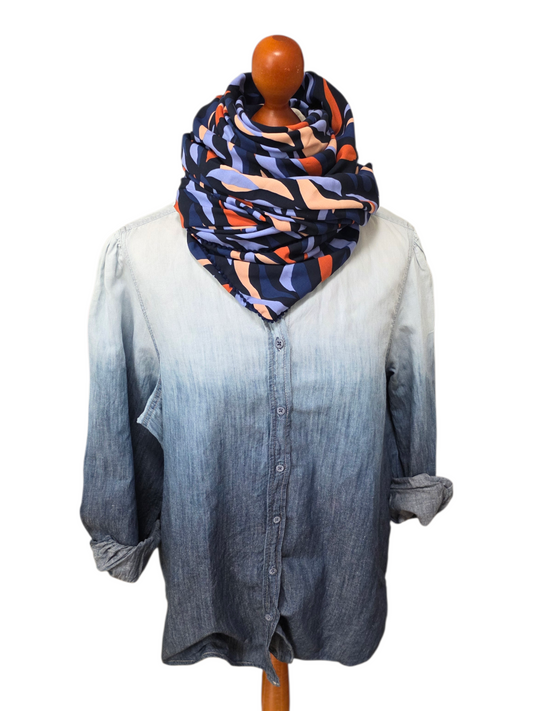 Dreieckstuch Damen Morena, Schal Damen, blau. Oeach, orange, hellblau