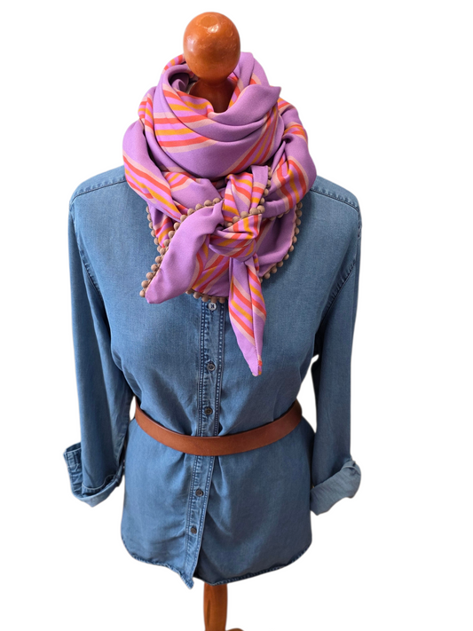 Dreieckstuch Damen Chloe', Schal Damen, Streifen, lila, orange, sand
