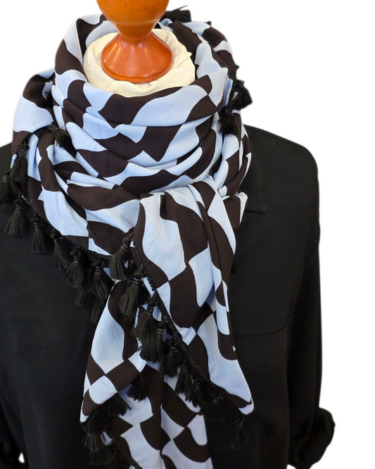 Dreieckstuch Damen Kendra, Schal Damen, eisblau-schwarz