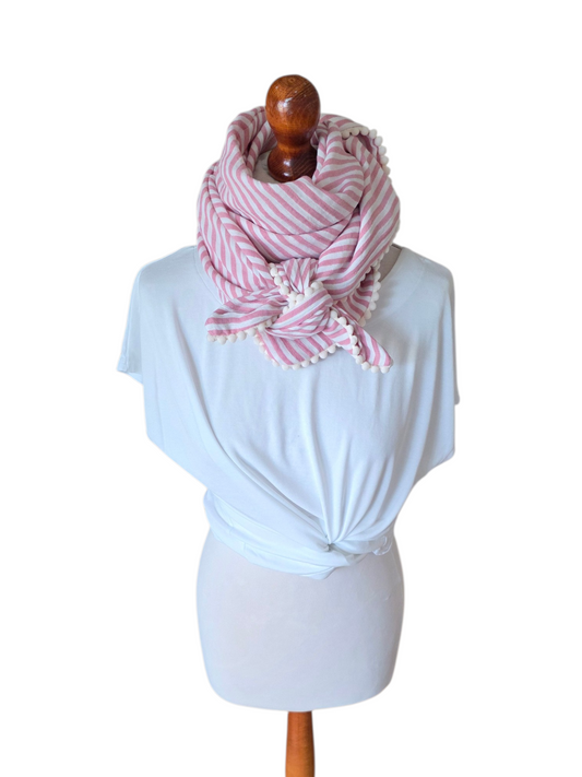 Dreieckstuch Damen Marilena, Schal Damen, Musselintuch, Streifen, altrosa-offwhite