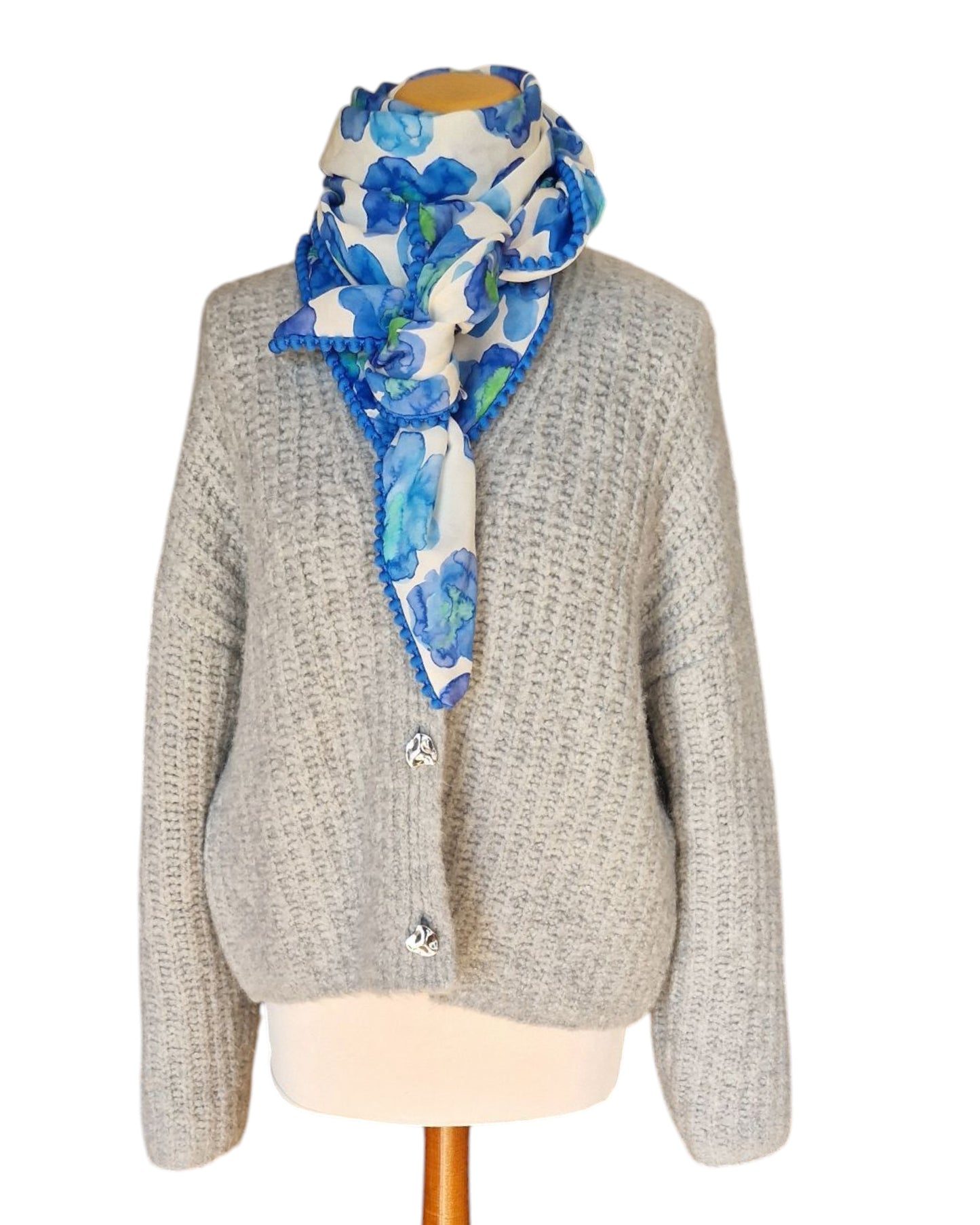Dreieckstuch Damen Jodie, Schal Damen, blau, grün, weiss
