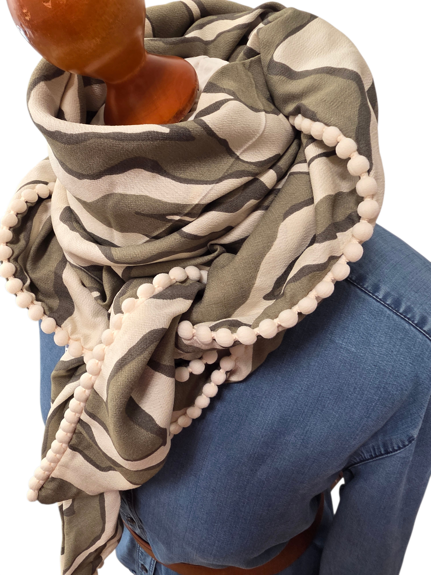 Dreieckstuch Damen Barbara, Schal Damen, Zebramuster