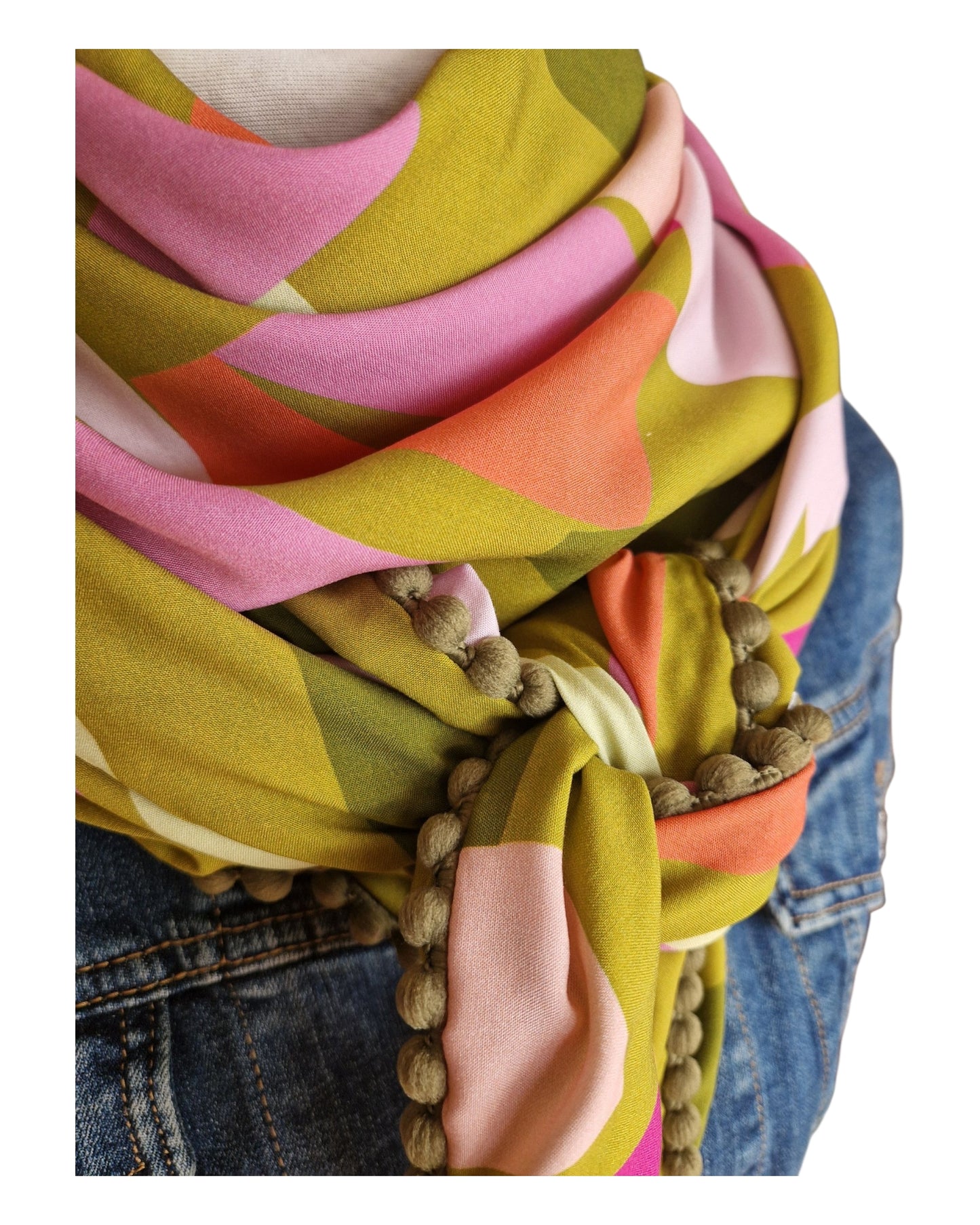 Dreieckstuch Damen Pauline, Schal Damen, olivegrün, pink, korall, rosa, hellgrün