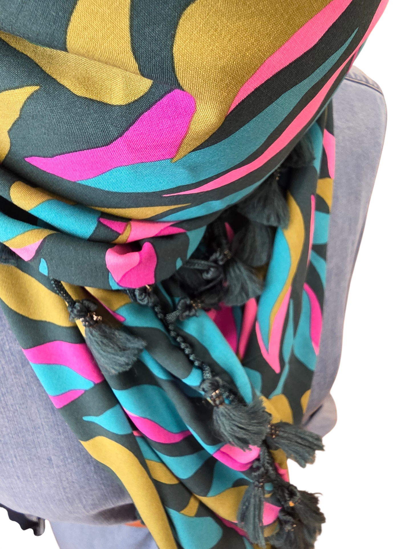 Dreieckstuch Damen Claire, Schal Damen, Olivgrün, Pink, Türkis, Petrolgrün