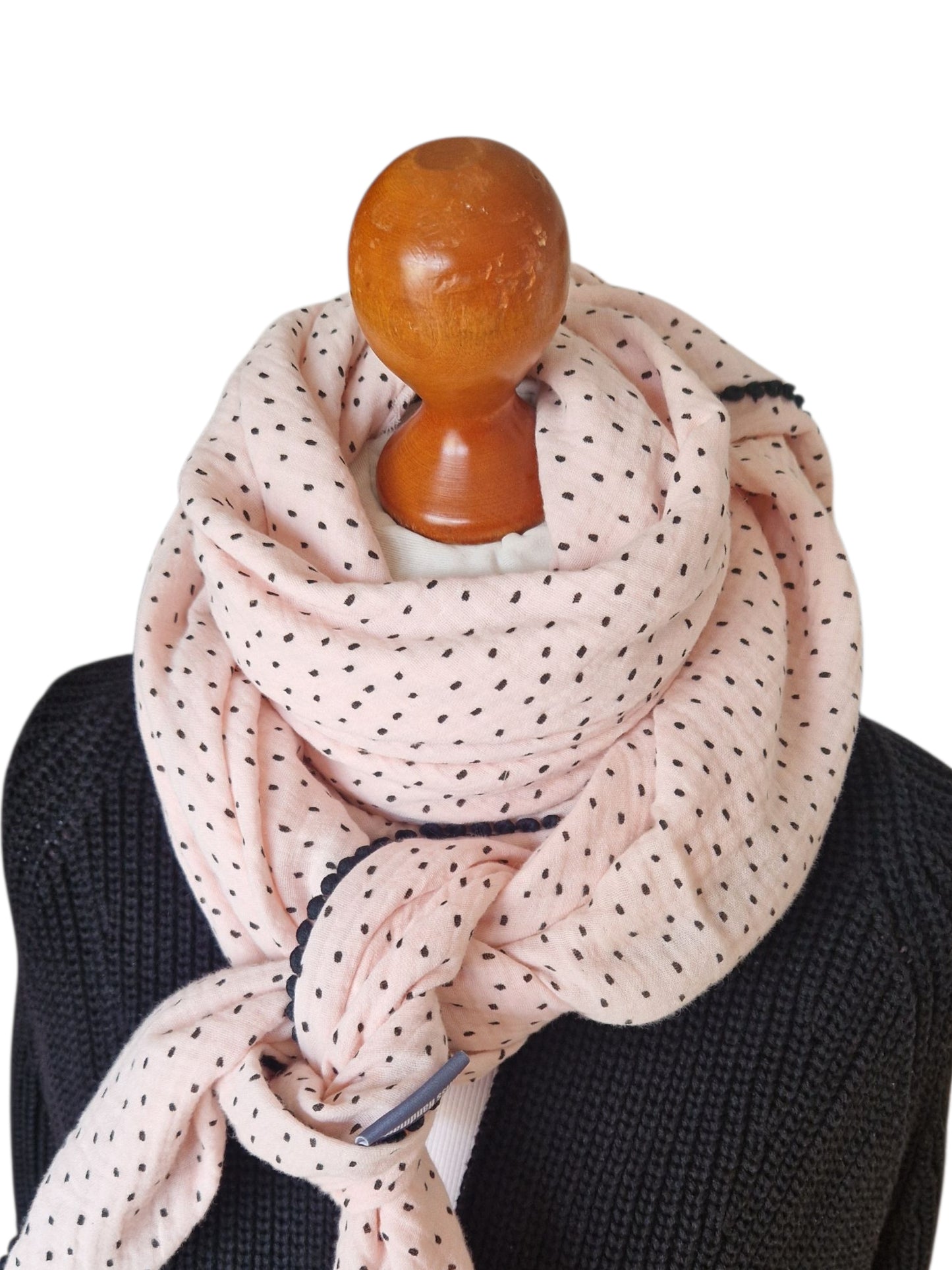 Dreieckstuch Damen Albertine, Schal Damen, Musselinschal, rosa, schwarz