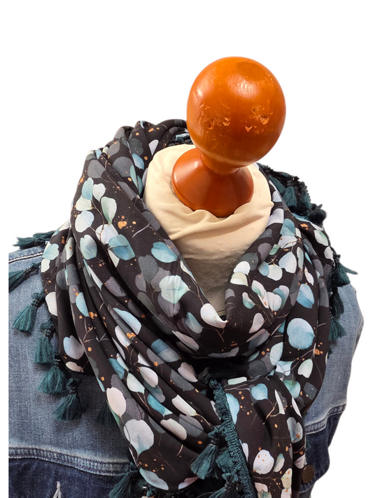 Dreieckstuch Damen Sibilla, Schal Damen, mint, grün, schwarz