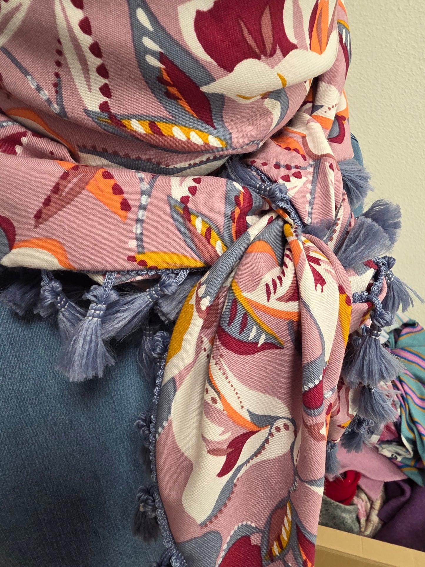 Dreieckstuch Damen Francoise, Schal Damen, rosa, blau, frau, orange