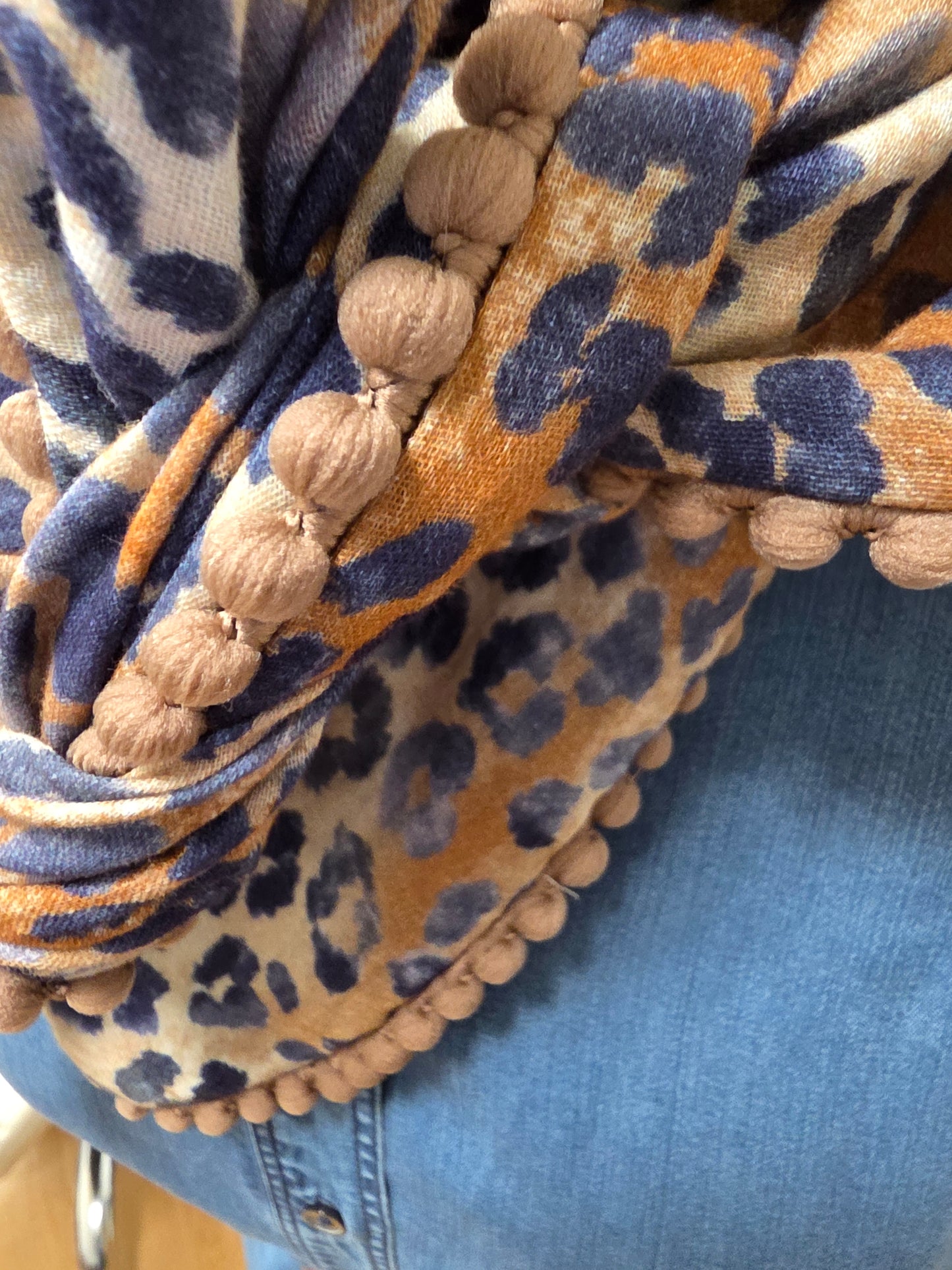 Dreieckstuch Damen Sophia, Schal Damen, Musselintuch, Leo, Brauntöne und Blau