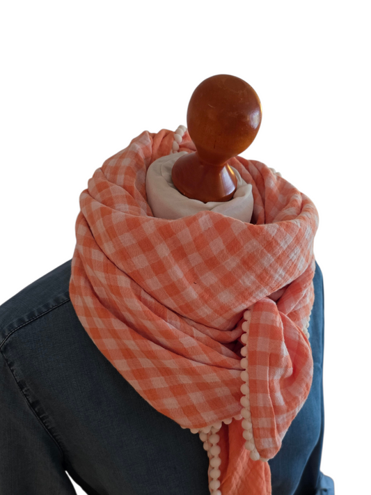 Dreieckstuch Damen Eline, Schal Damen, Musselintuch, offwhite/apricot