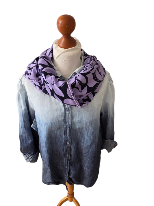 Dreieckstuch Damen Lilla, Schal Damen, Blumen, marineblau, lila