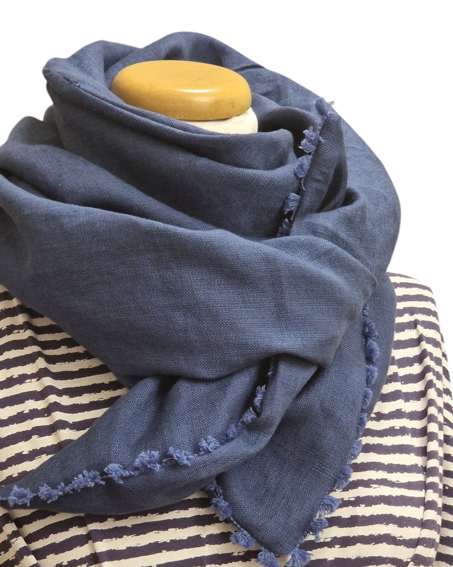 Dreieckstuch Damen Patty, Schal Damen, Leinenschal, jeansblau