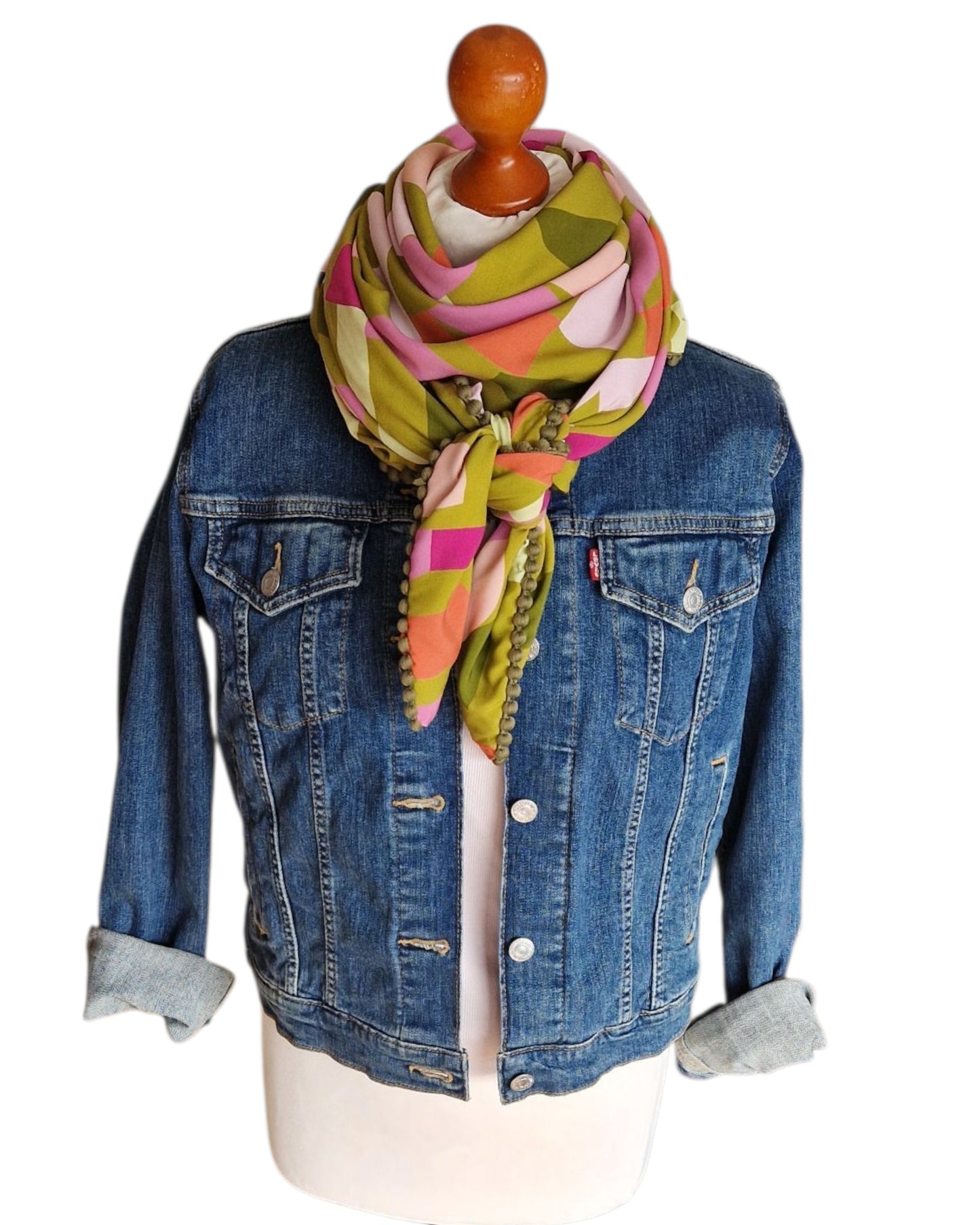 Dreieckstuch Damen Pauline, Schal Damen, olivegrün, pink, korall, rosa, hellgrün