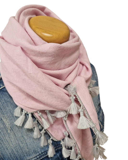 Dreieckstuch Damen Paulette, Schal Dame, Leinenschal, rosa