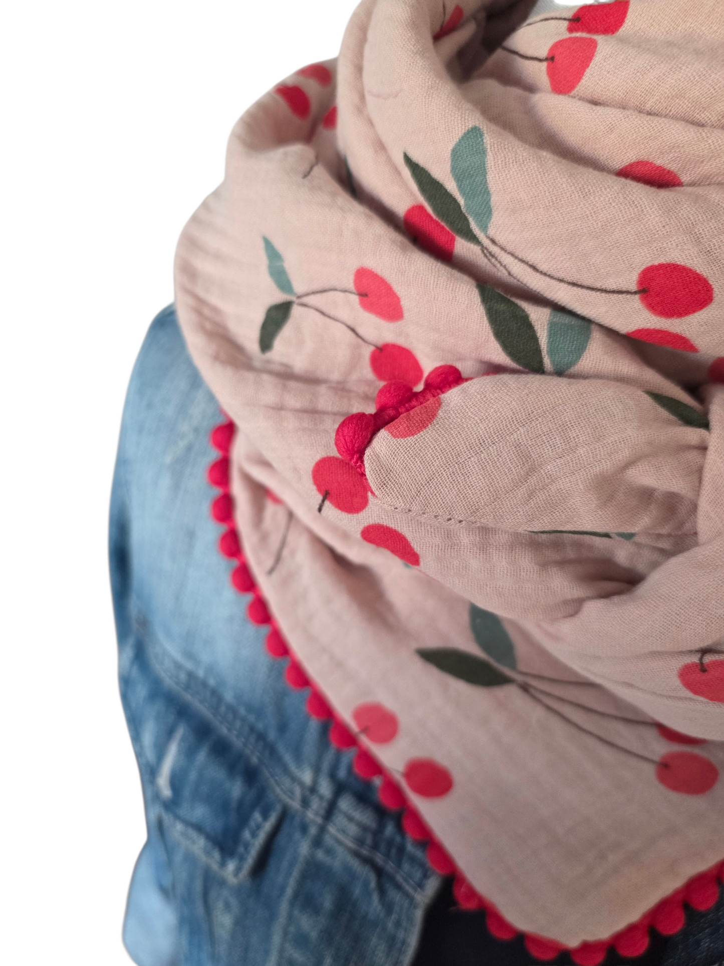 Dreieckstuch Damen Annina, Schal Damen, Musselintuch, 🍒, rot, grün, nude