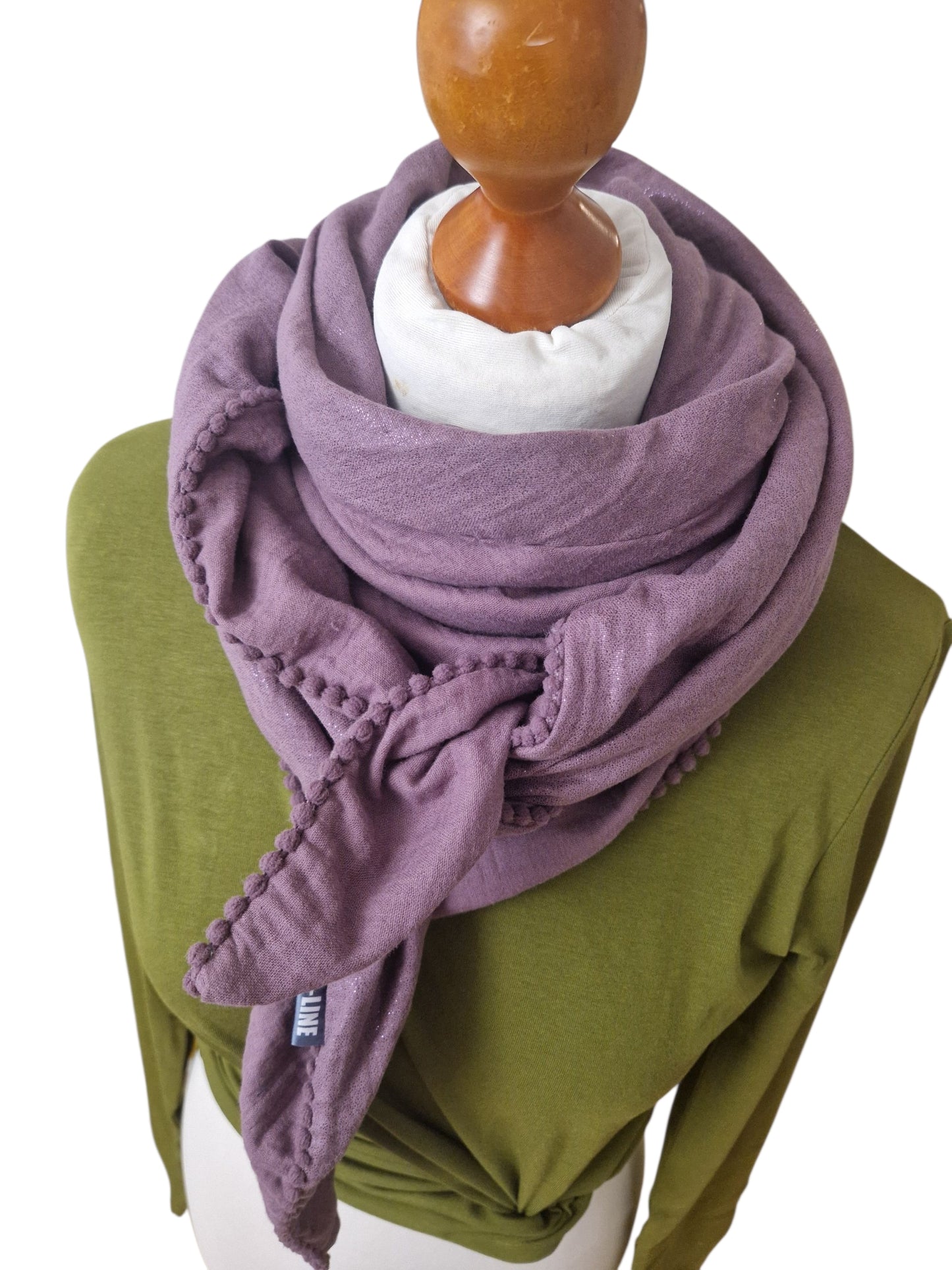 Dreieckstuch Damen Sonia, Schal Dame, Musselinschal, glitzer, Aubergine