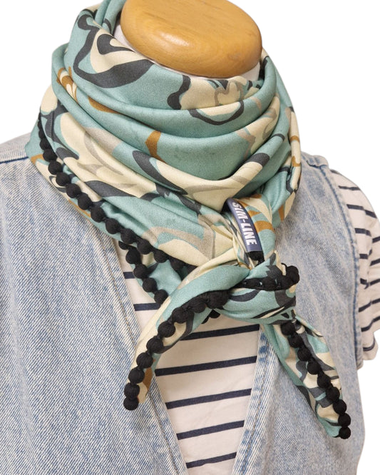 Dreieckstuch Damen, Schal Damen, Blumen, mint, offwhite, caramell