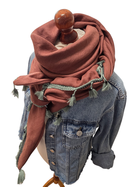 Dreieckstuch Damen Floriana, Schal Damen, Leinenschal