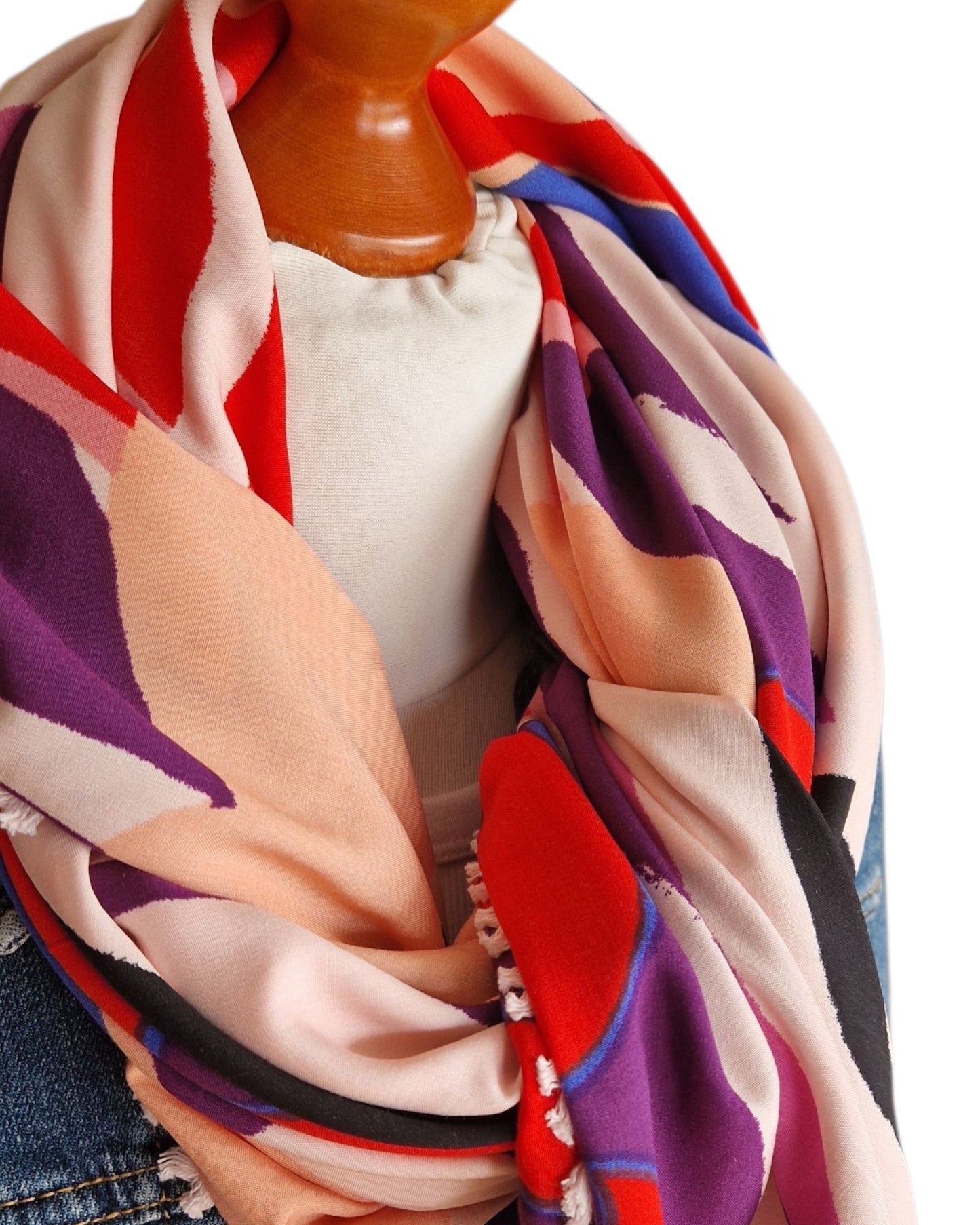 Dreieckstuch Damen Lilo, Schal Damen, lila, schwarz, peach, königsblau