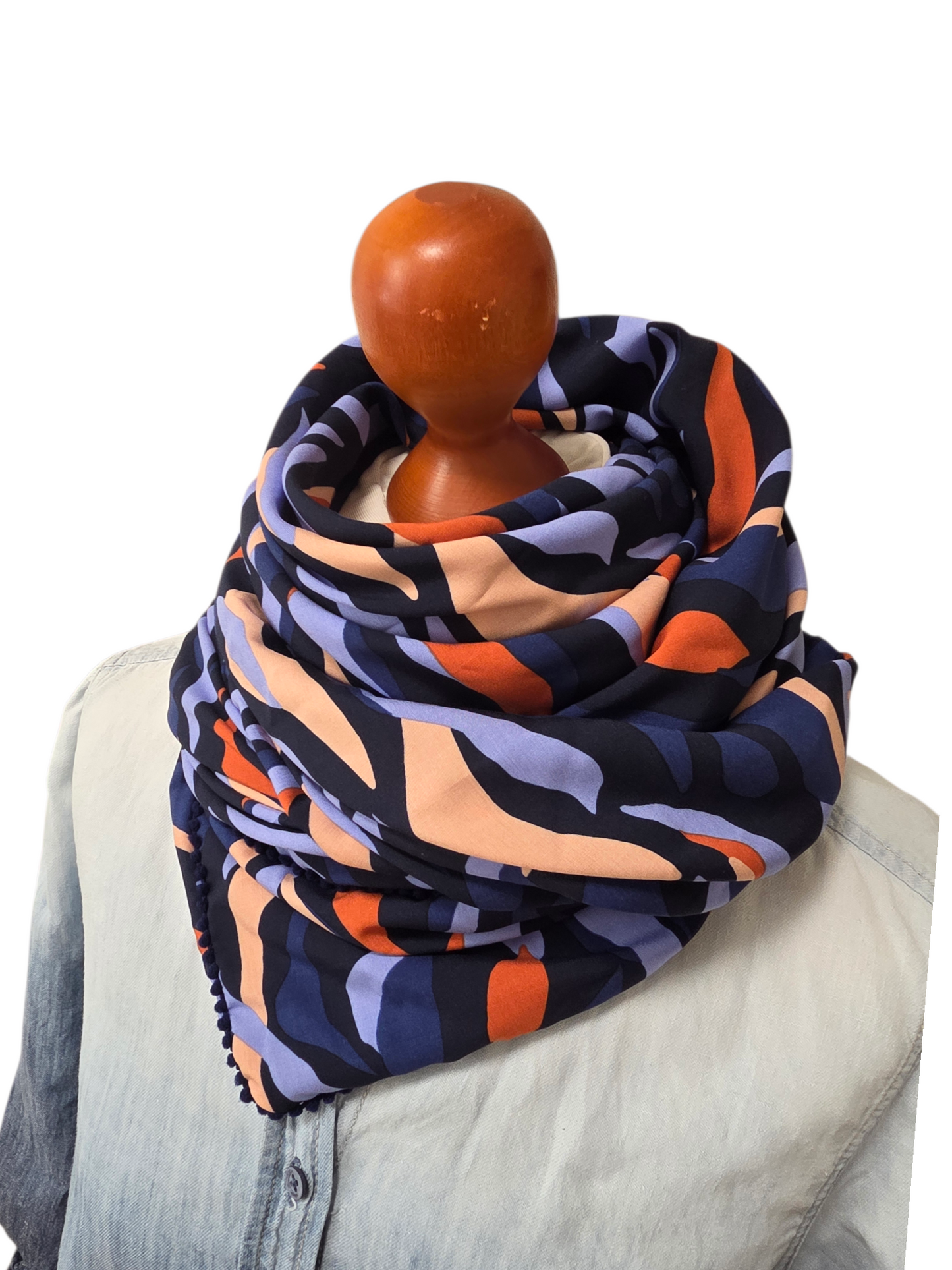 Dreieckstuch Damen Morena, Schal Damen, blau. Oeach, orange, hellblau