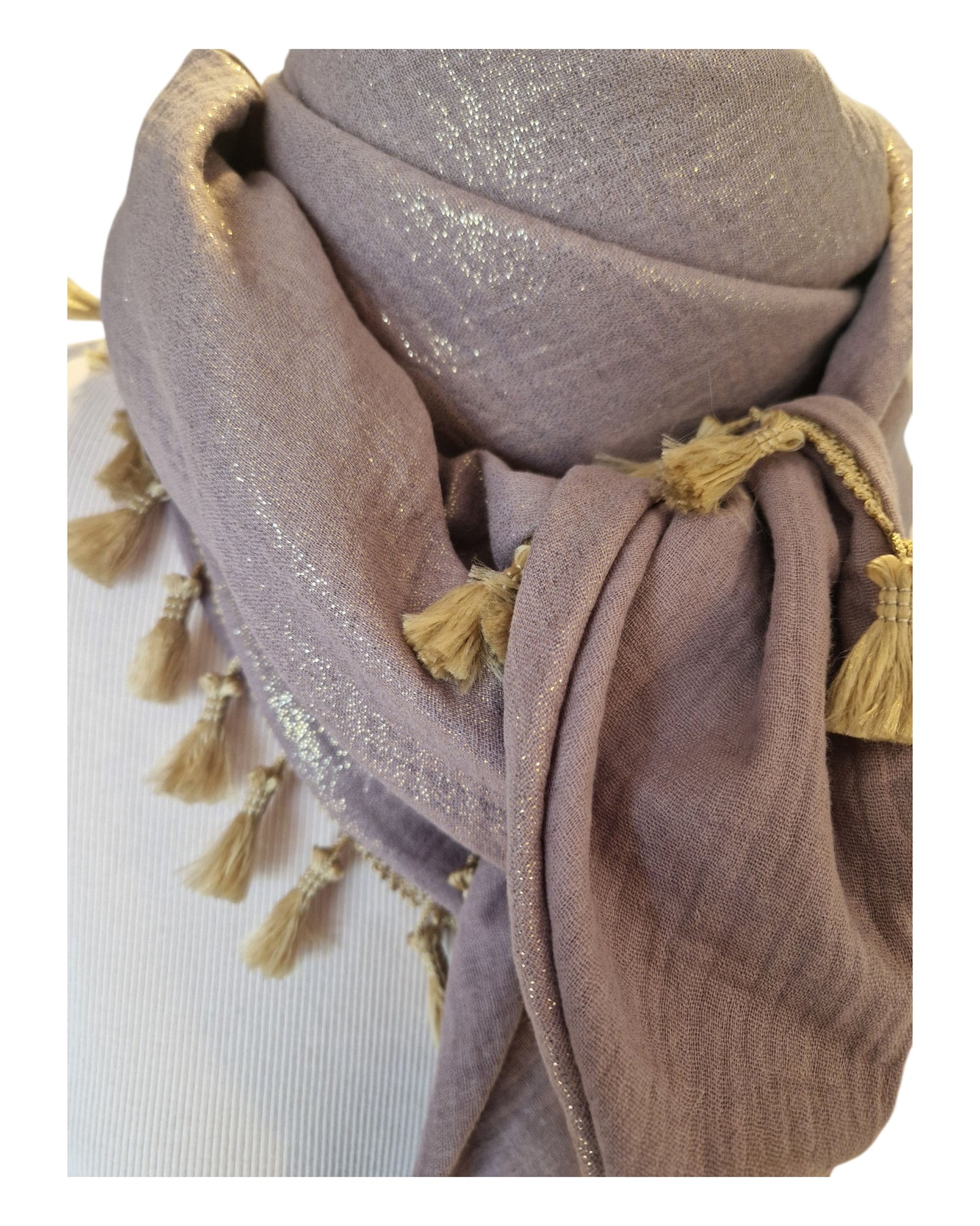 Dreieckstuch Damen Salome', Schal Damen, Musselinschal, glitzer, mauve