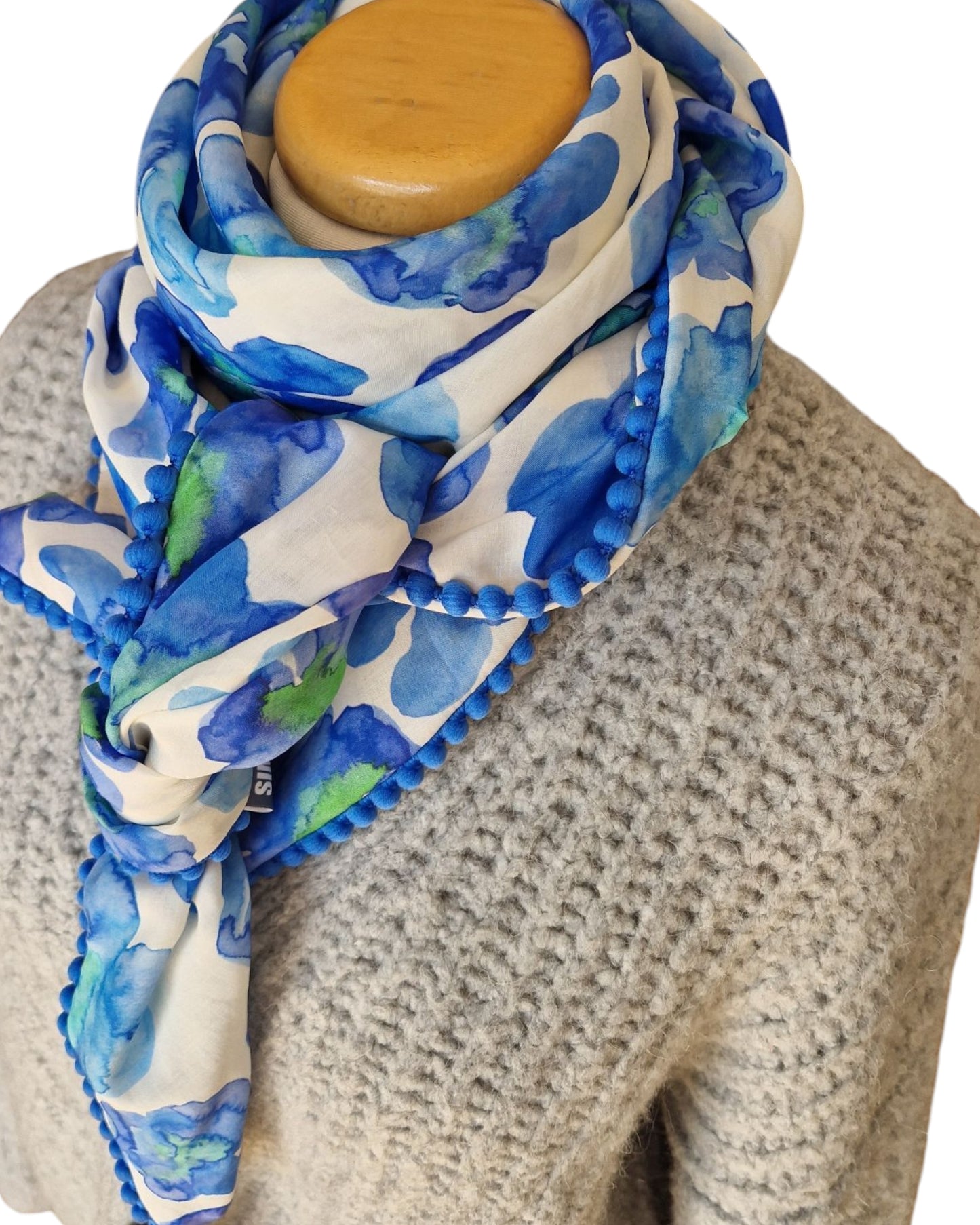 Dreieckstuch Damen Jodie, Schal Damen, blau, grün, weiss