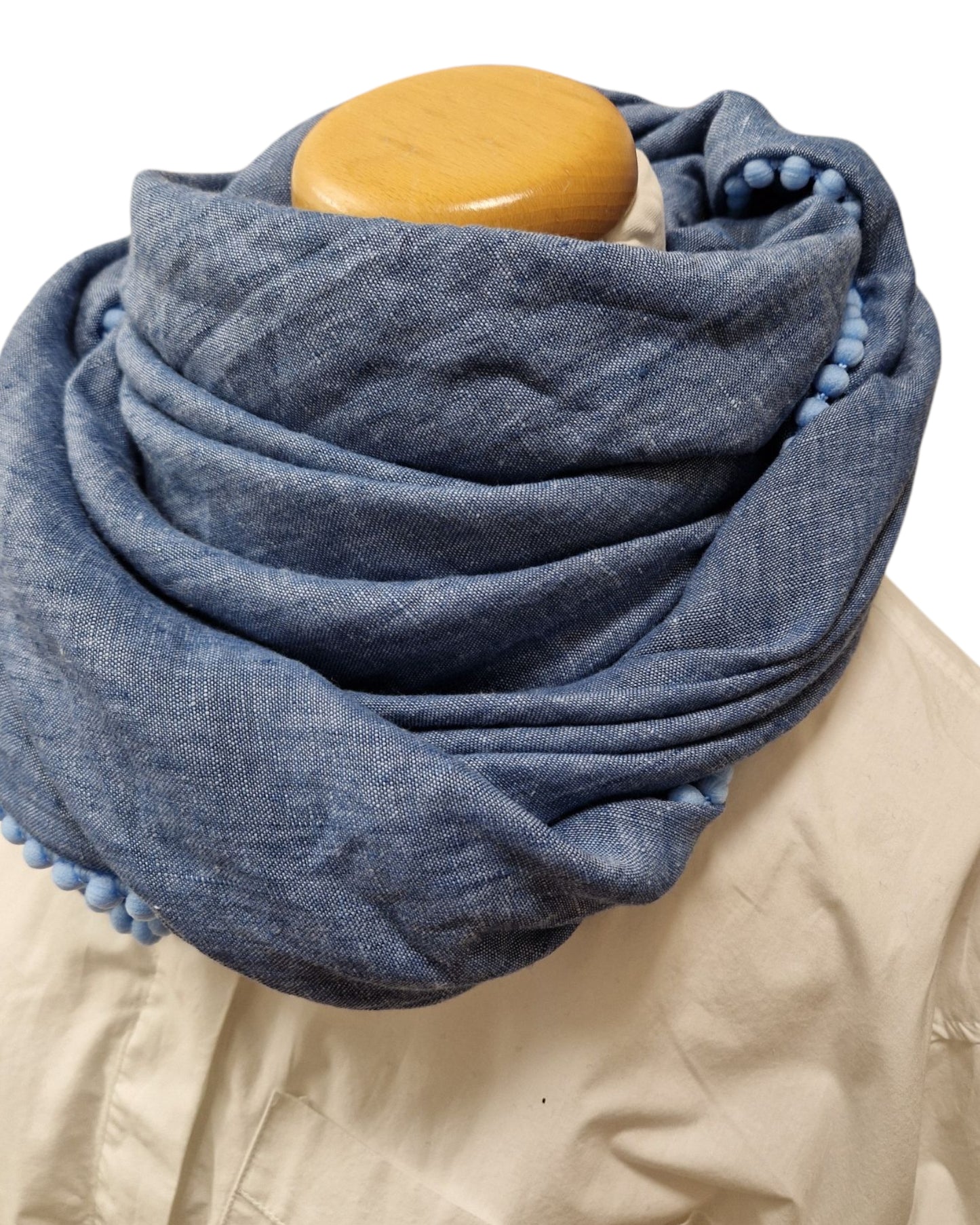 Dreieckstuch Damen Isabelle, Schal Damen, Leinenschal, jeansblau