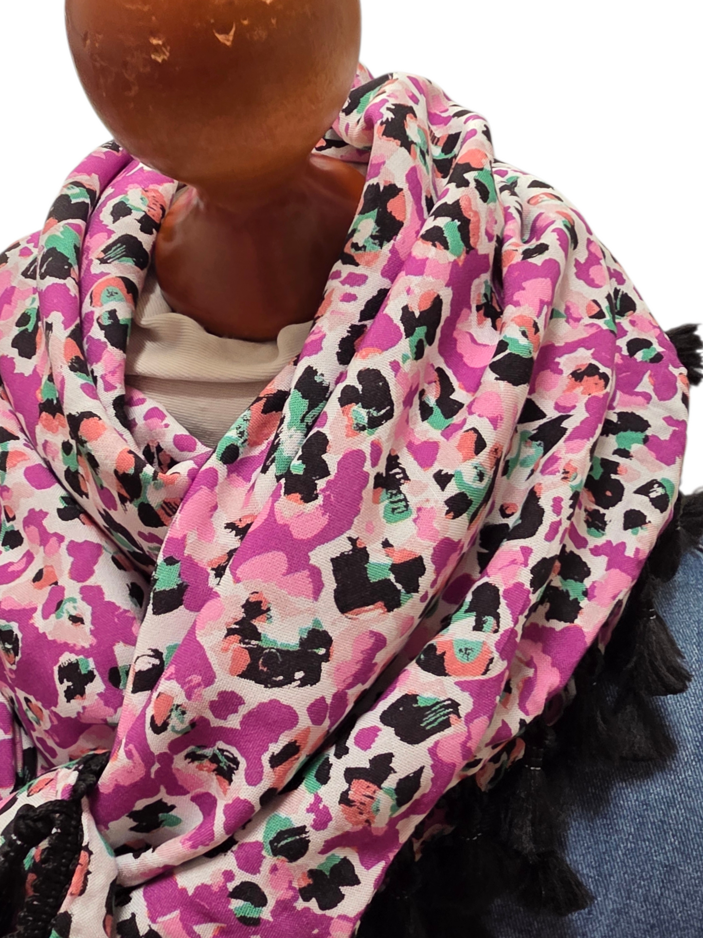 Dreieckstuch Damen Amina, Schal Damen, leo pink grün schwarz