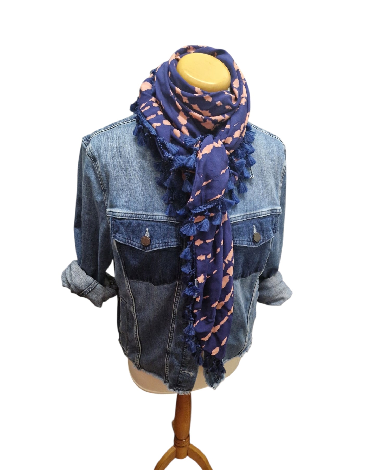 Dreieckstuch Damen Zoe, Schal Damen, marineblau, rosa