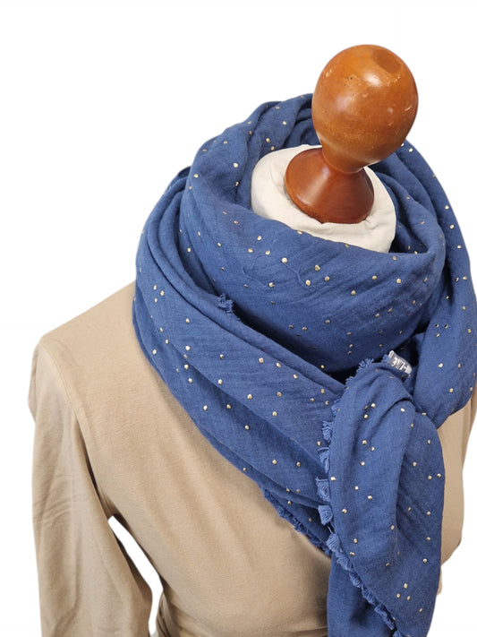 Dreieckstuch Damen Coralie, Schal Damen, Musselinschal, jeansblau