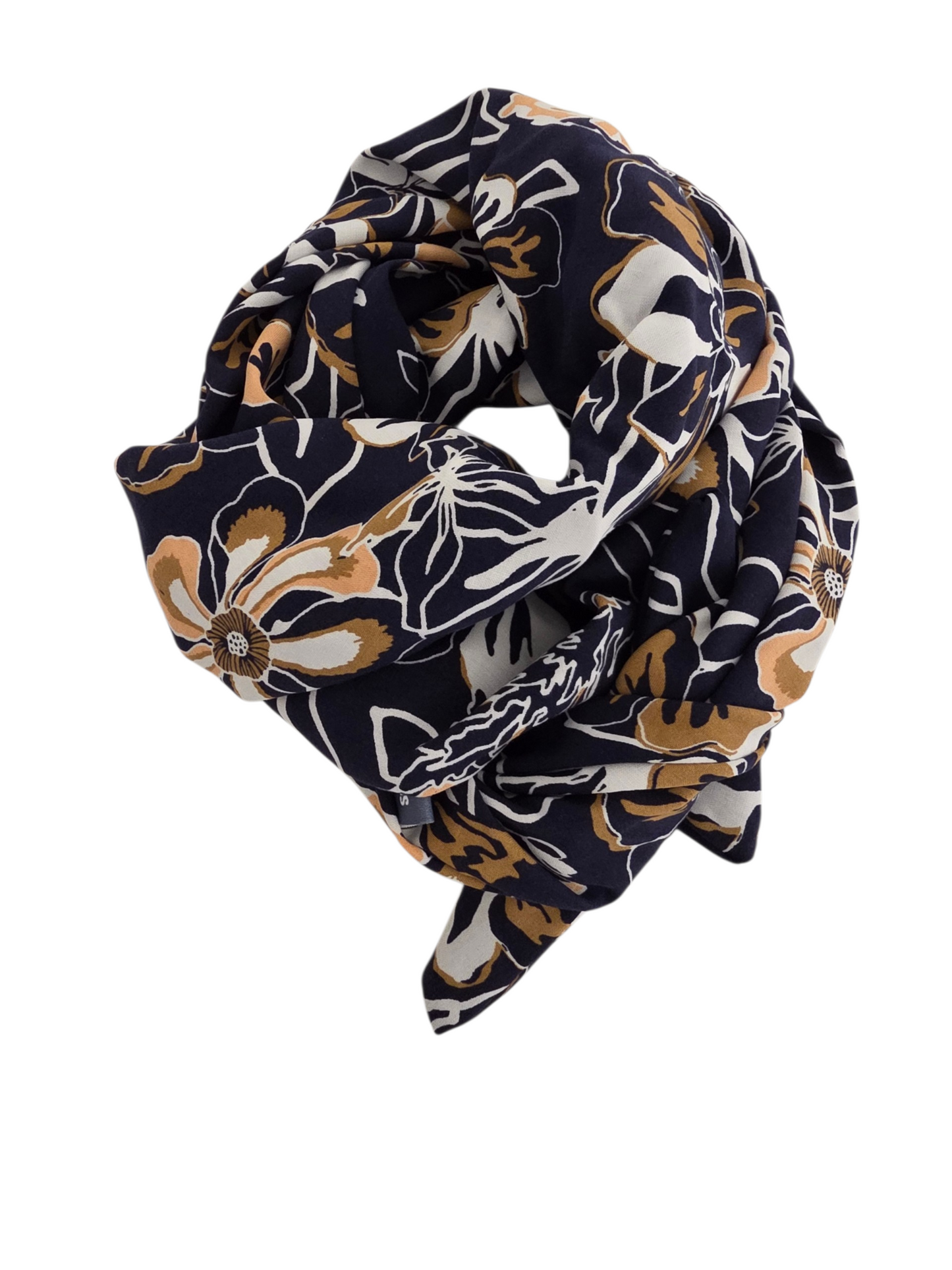 Dreieckstuch - Kleintuch Damen Andrea, Schal Damen, Blumen, marine, weiss, beige