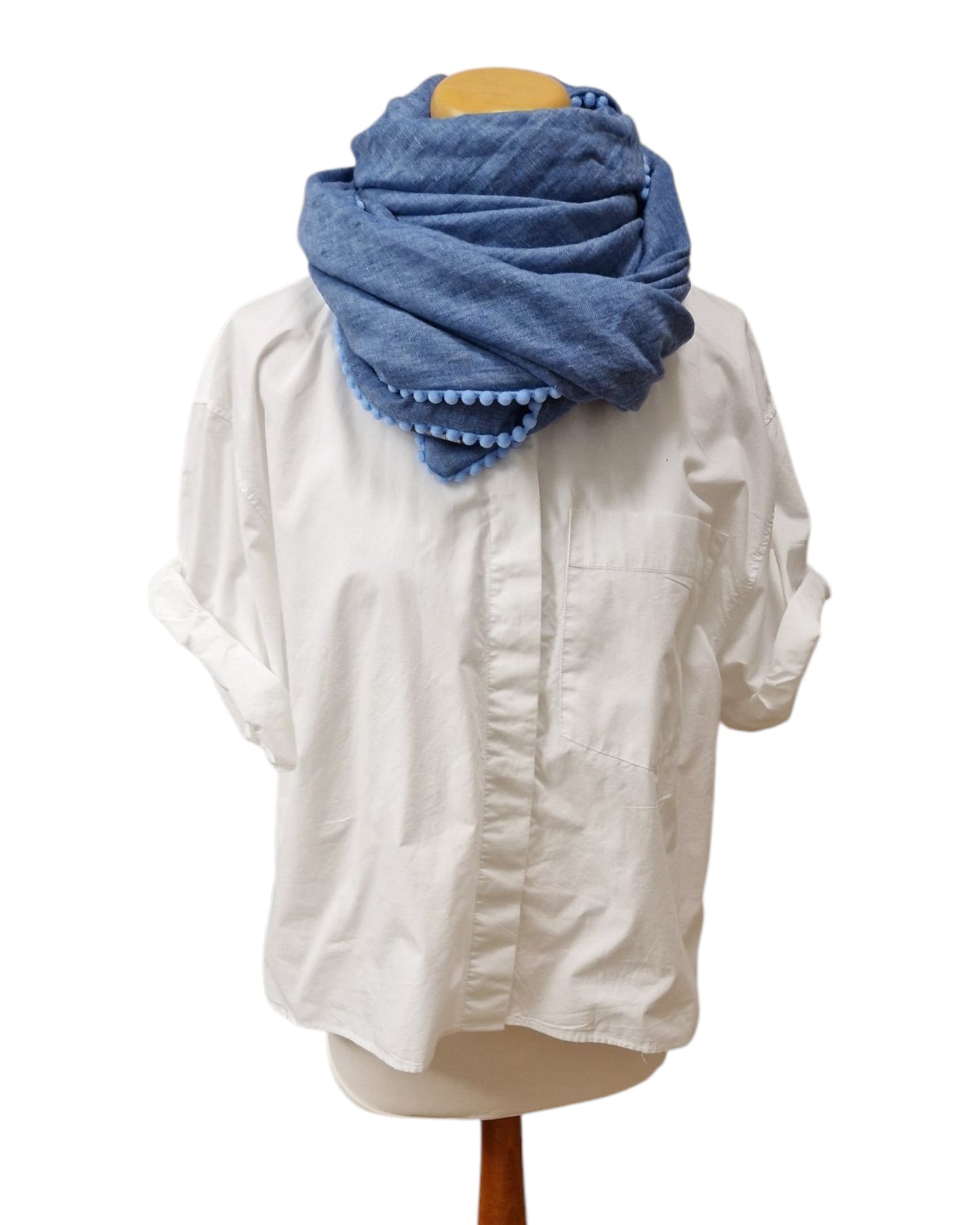Dreieckstuch Damen Isabelle, Schal Damen, Leinenschal, jeansblau