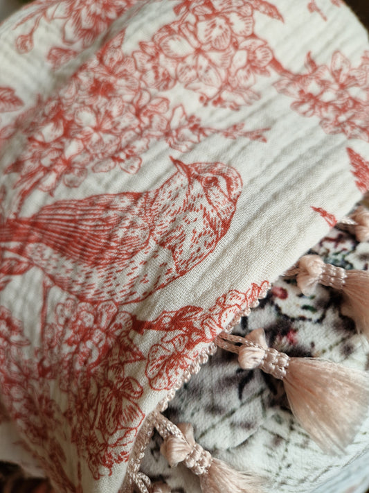 Dreieckstuch Damen Jolie, Schal Damen, Musselinschal, offwhite/rost