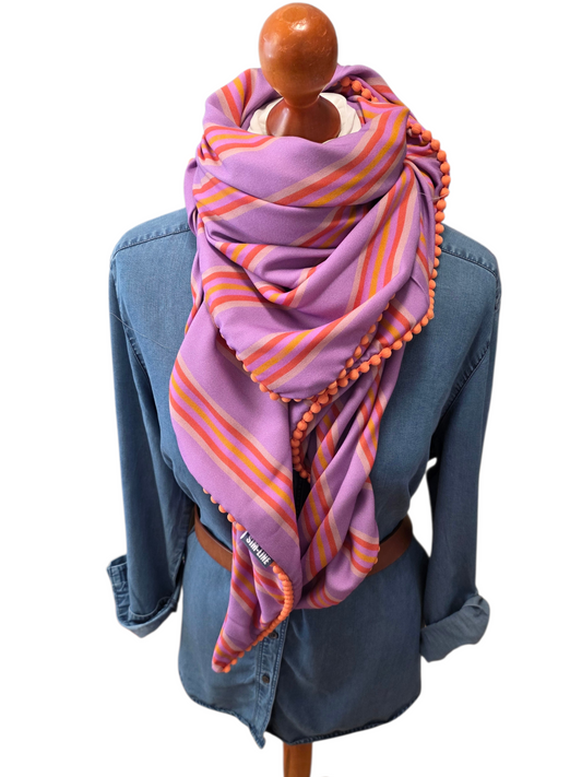 Dreieckstuch Damen Desy, Schal Damen, Lila, Orange, Sand, Streifen